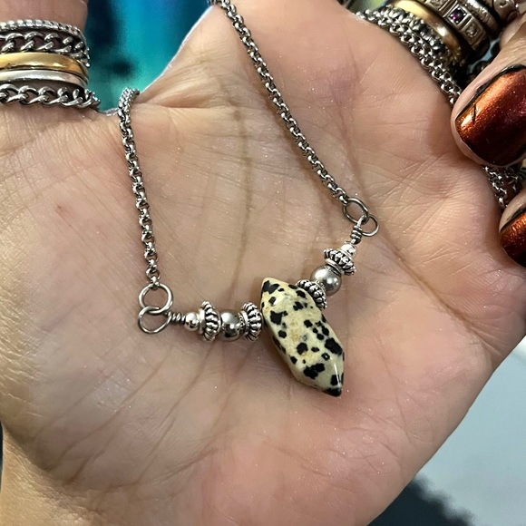 🔴Handmade Double terminated dalmatian jasper gems adjustable choker necklace - Picture 4 of 10